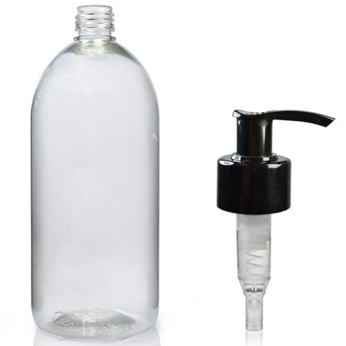 1000ml Clear Medicine bottle with black pump