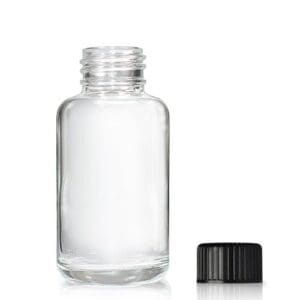 50ml Clear Glass Bottle w Black Screw Cap