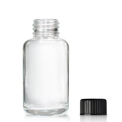 50ml Clear Glass Boston Round Bottle & Screw Cap Ampulla Packaging