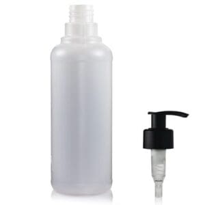 500ml Ultra HDPE Bottle w Black Lotion Pump