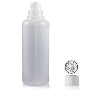 500ml Round Natural HDPE Bottle & Child Resistant Cap - Ultra