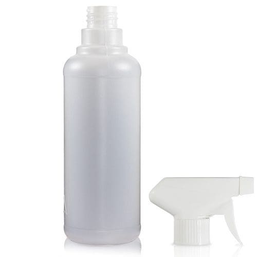 500ml Utltra HDPE Round Bottle w White Trigger Spray