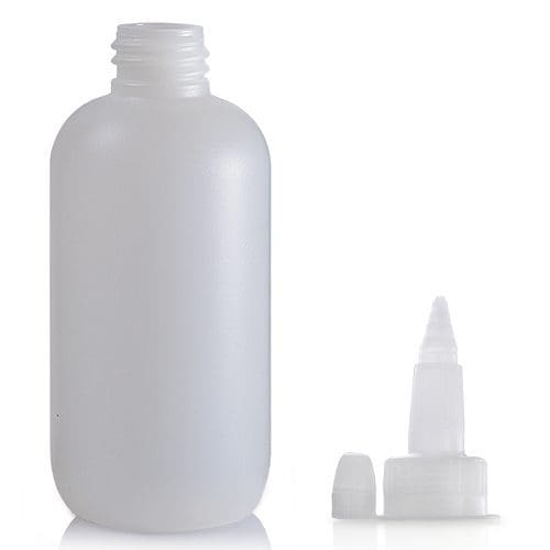 100ml HDPE Boston Bottle & Spout Cap Natural HDPE Bottles Ampulla