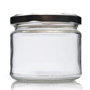 262ml Glass verrine jar with black lid