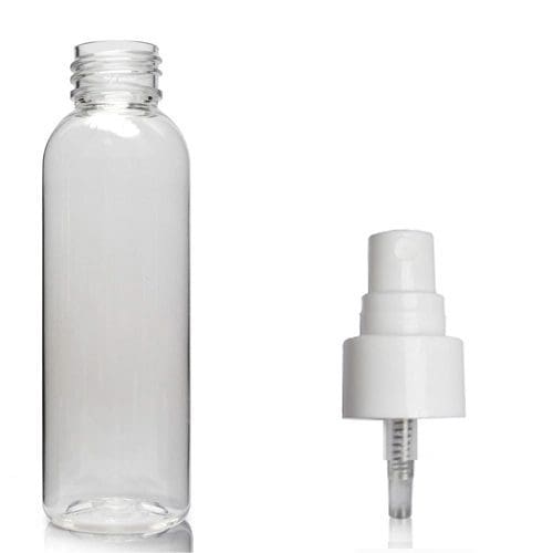 100ml Clear PET Boston Bottle & Atomiser Spray
