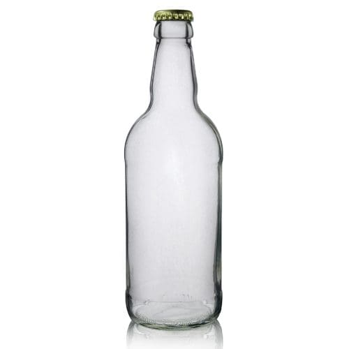 500ml Short Clear Glass Cider Bottle & Crown Cap