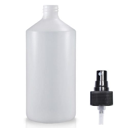 750ml Natural HDPE Bottle w blk spray