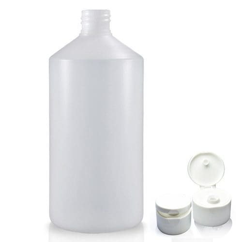 750ml Natural HDPE Bottle w white flip