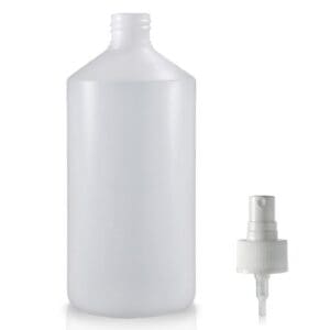 750ml Natural HDPE Bottle w white spray