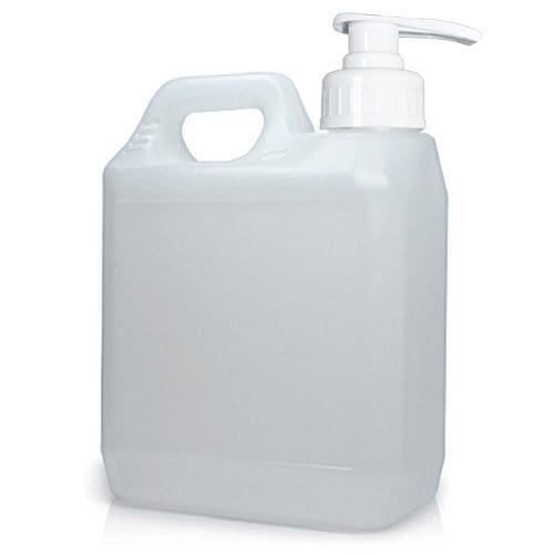 1000ml Natural Plastic Jerry Can & White Lotion Pump Ampulla Ltd