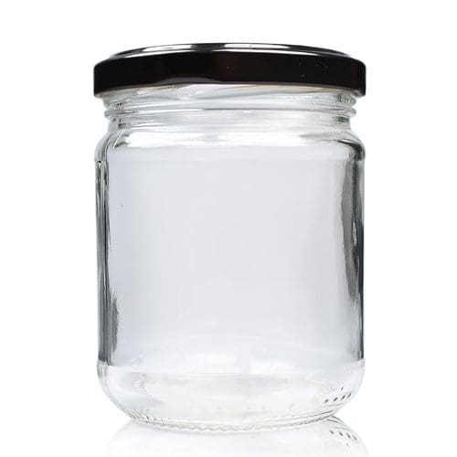 BULK LOT Small Glass Mason Jar With Black Lids 150ml Mini Round