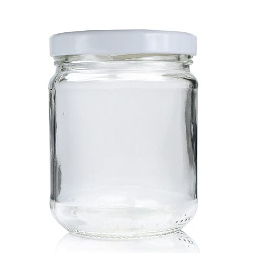 212ml Clear Glass Jar with white lid