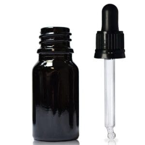 10ml black dropper bottle with glass pip