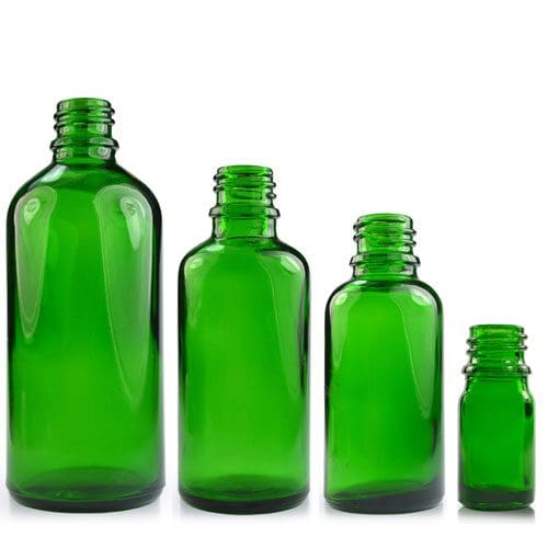 green glass dropper bottle group