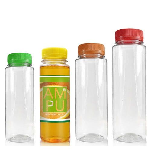Slim plastic juice bottle group
