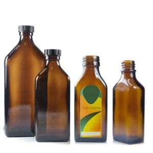 Amber Glass Rectangular Bottles
