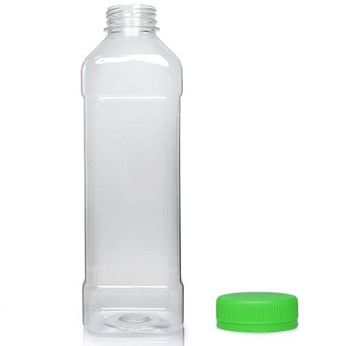 1000ml Square PET Plastic Juice Bottle w gc