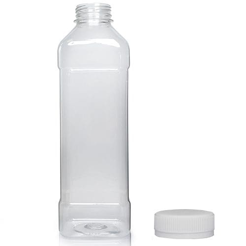 1000ml Square PET Plastic Juice Bottle w nat