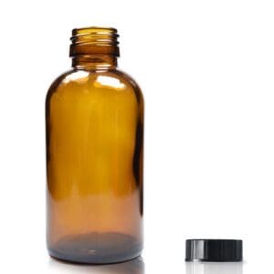 150ml Amber Glass Boston Bottle w Black PP Cap