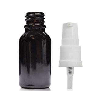 15ml black dropper bottle with white pump