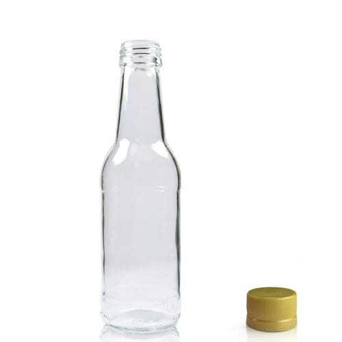 200ml Glass water bottle w gold cap