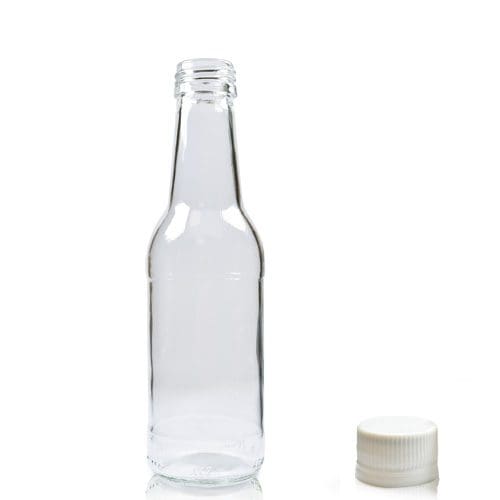 200ml Glass water bottle w white cap