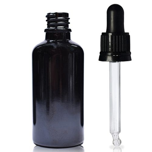 30ml black dropper bottle with glass pip
