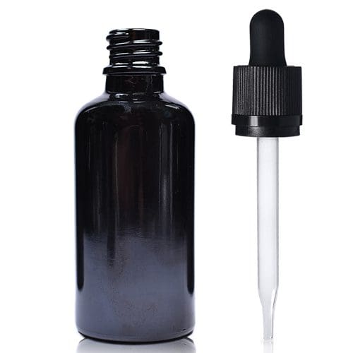 30ml black dropper bottle with straight pip