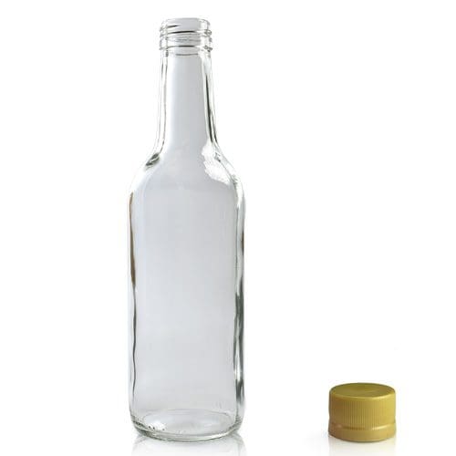 330ml Glass water bottle w gold cap