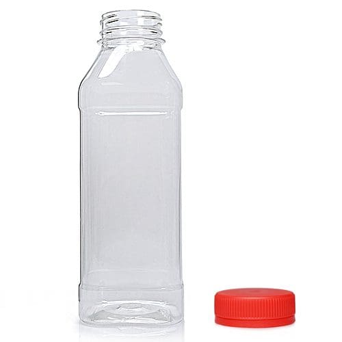 500ml Square Plastic Juice with red cap