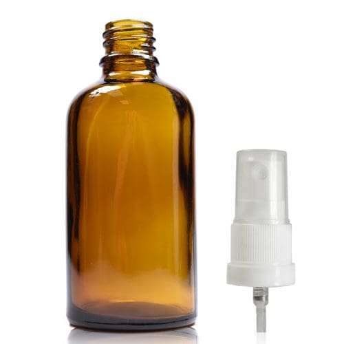 60ml Amber Glass Dropper Bottle w White Atomiser Spray