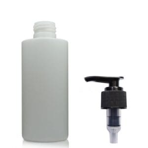 150ml HDPE Natural Tubular Bottle w black ribbed pump