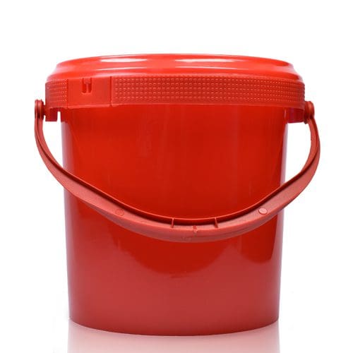 1 Litre Red Plastic Bucket With Lid