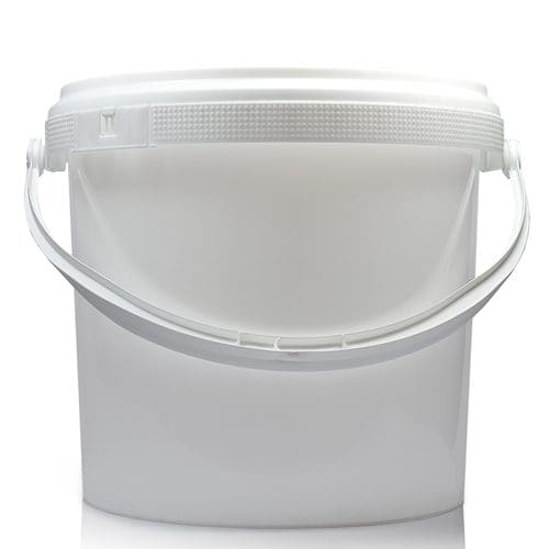 2.5L White Plastic Bucket With Handle Ampulla Ltd