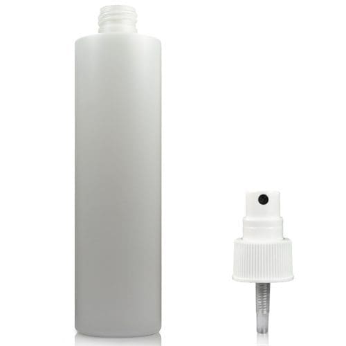 300ml HDPE Natural Tubular Bottle w white spray