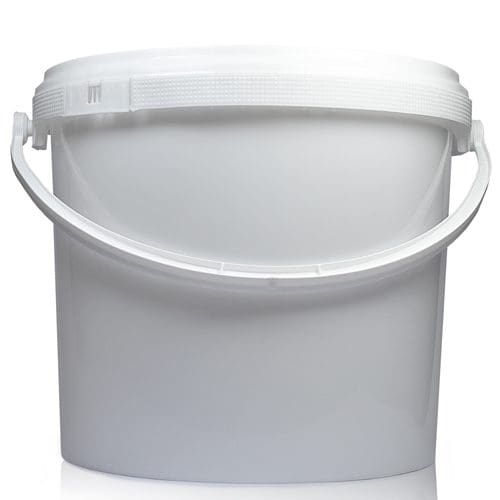 5 Litre White Plastic Bucket With Handle & Lid
