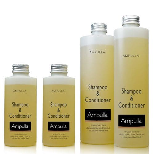empty plastic shampoo bottles