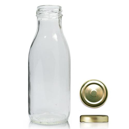 300ml glass juice w button gold