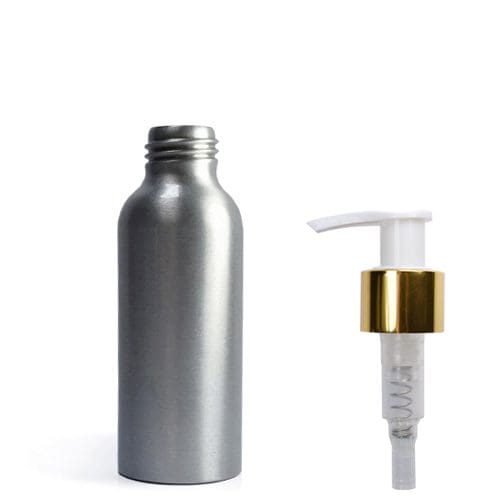 100ml Aluminium Lotion Bottle with gold pump