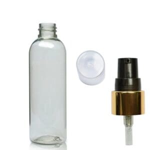 100ml Boston Bottle With Gold Lotion Pump