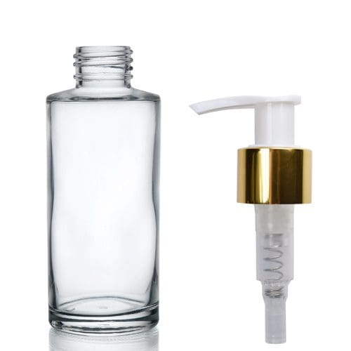 100ml Clear Glass Simplicity Bottle with w gold pump