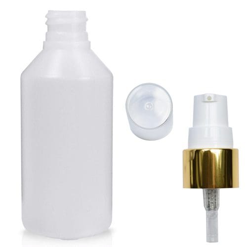 100ml HDPE Bottle With Gold Lotion Pump