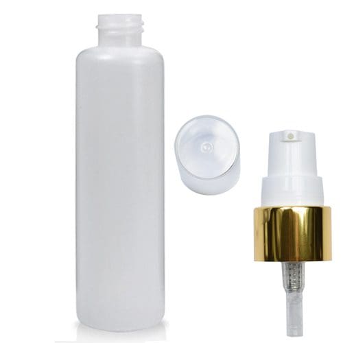 100ml Slim Plastic Bottle With Gold Lotion Pump