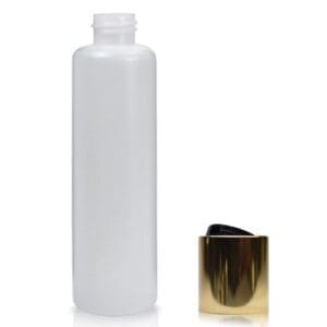 100ml Slim Plastic Bottle With Gold Disc-Top Cap