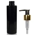 150ml Black Plastic Lotion Bottle with gold pump
