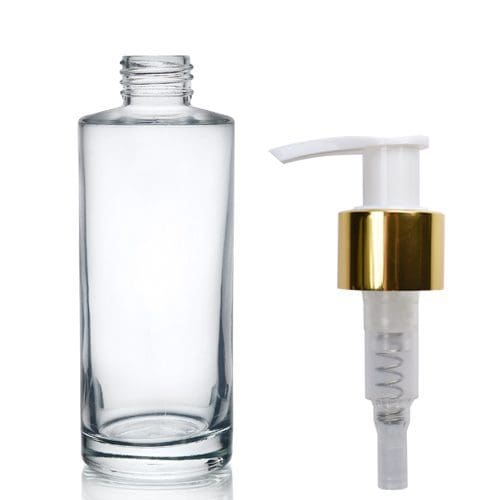 150ml Clear Glass Simplicity Bottle with w gold pump