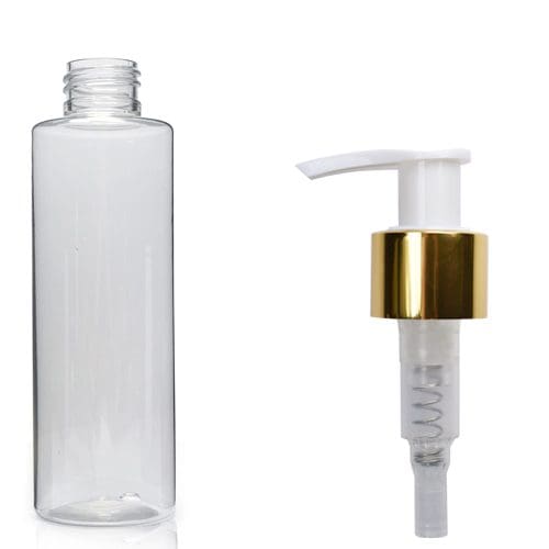 150ml Clear Plastic Bottle With Gold Lotion Pump