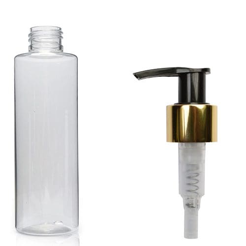 150ml Clear Plastic Bottle With Gold Lotion Pump