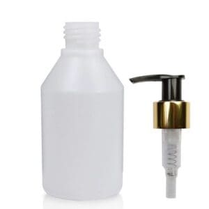 150ml Natural HDPE Plastic Bottle with gold pump