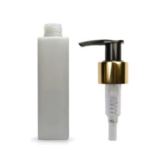 150ml Square Plastic Bottle With Blk Gold Lotion Pump